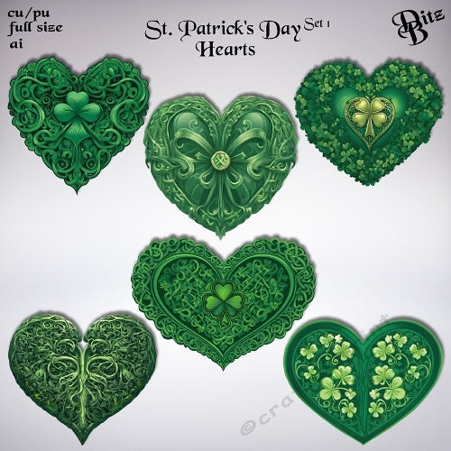 St. Patricks Day Hearts Set 1
