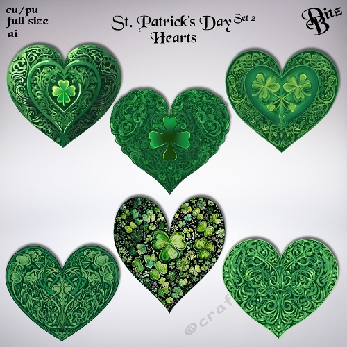 St. Patricks Day Hearts Set 2