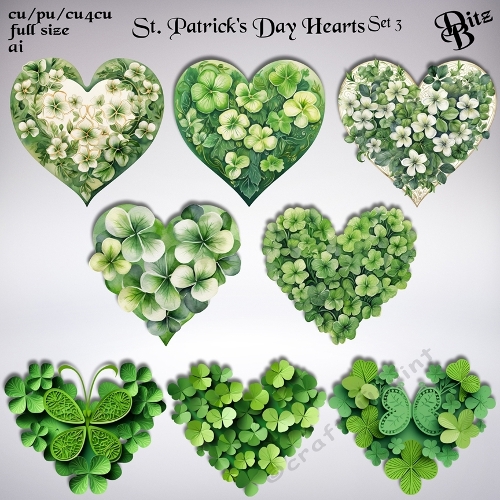 St. Patricks Day Hearts Set 3