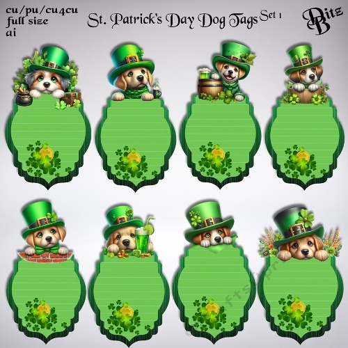 St. Patricks Day Dog Tags Set 1