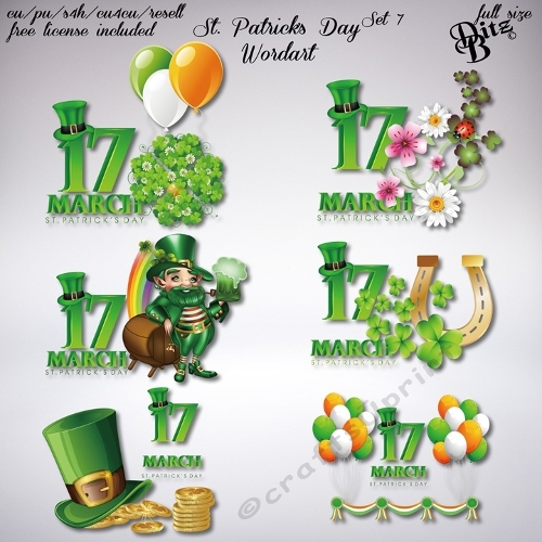 St. Patricks Dy Wordart Set 7