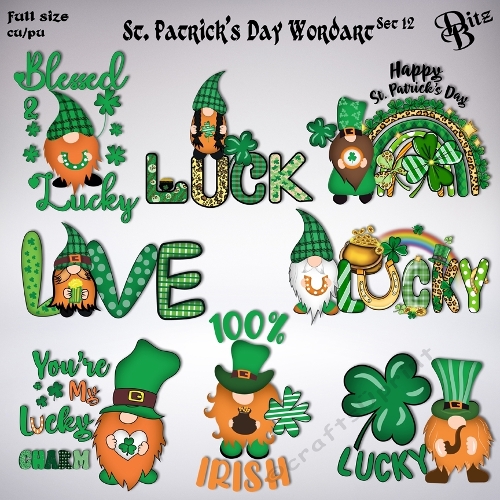St. Patricks Dy Wordart Set 12