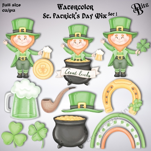Watercolor St. Patricks Day Mix Set 1