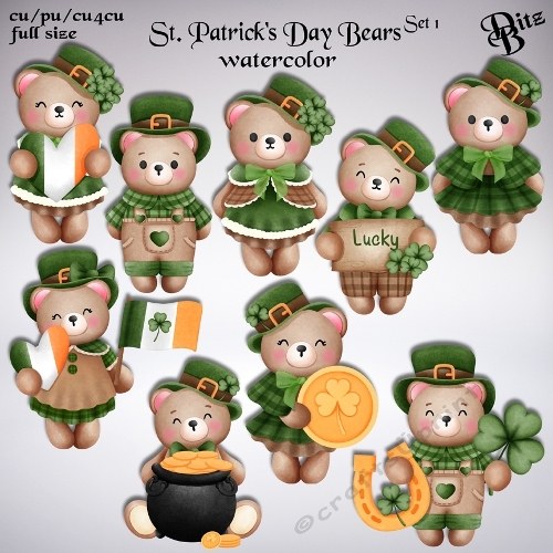 St. Patricks Day Bears Set 1