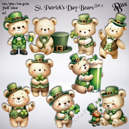 St. Patricks Day Bears Set 2