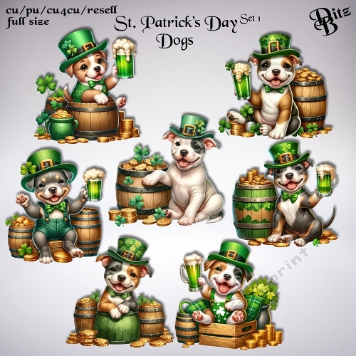 St. Patricks Day Dogs Set 1