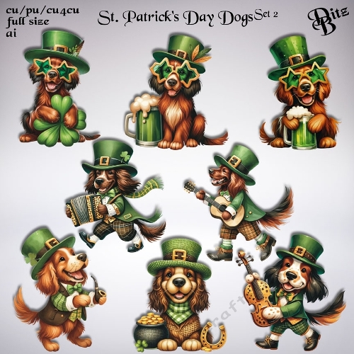 St. Patricks Day Dogs Set 2