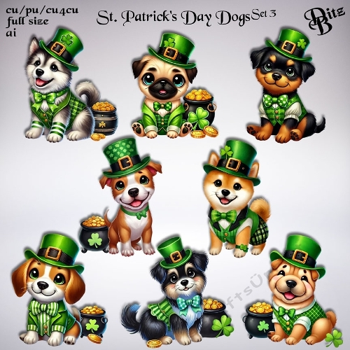 St. Patricks Day Dogs Set 3