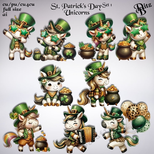 St. Patricks Day Unicorns Set 1