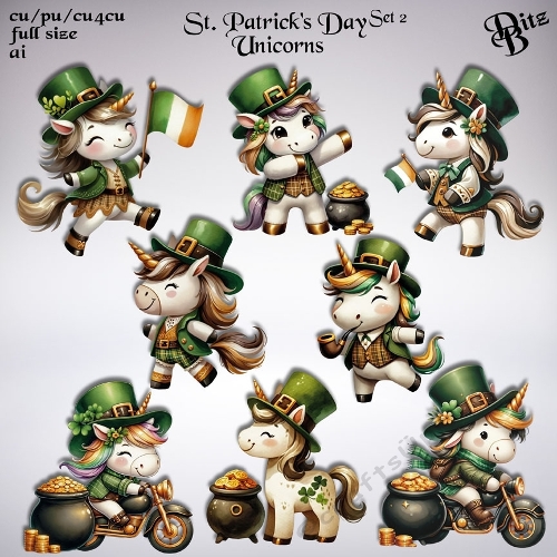 St. Patricks Day Unicorns Set 2