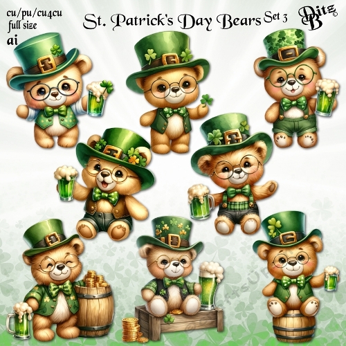 St. Patricks Day Bears Set 3