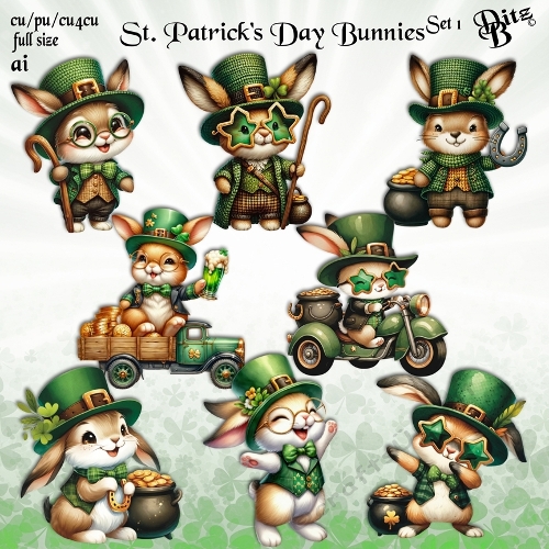 St. Patricks Day Bunnies Set 1
