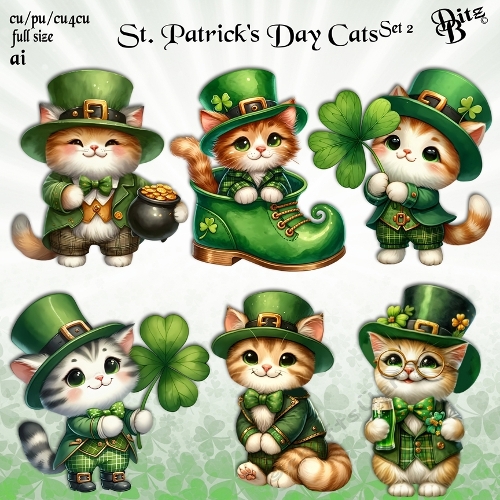 St. Patricks Day Cats Set 2
