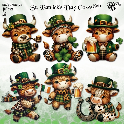 St. Patricks Day Cows Set 1