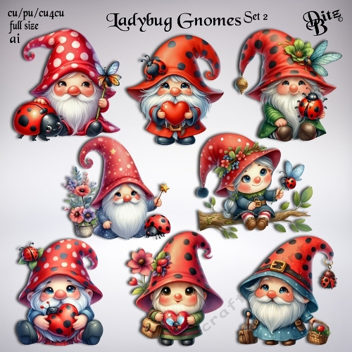 Ladybug Gnomes Set 2