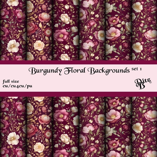 Burgundy Floral Backgrounds Set 1