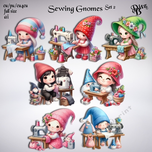 Sewing Gnomes Set 2