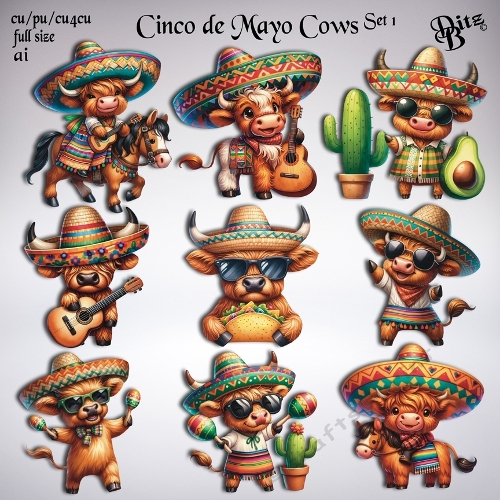 Cinco de Mayo Cows Set 1