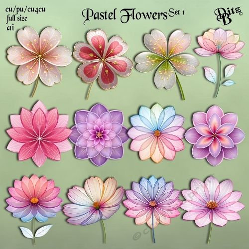 Pastel Flowers Set 1