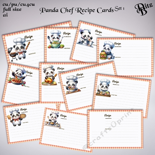 Panda Chefs Recipe Cards Set 1