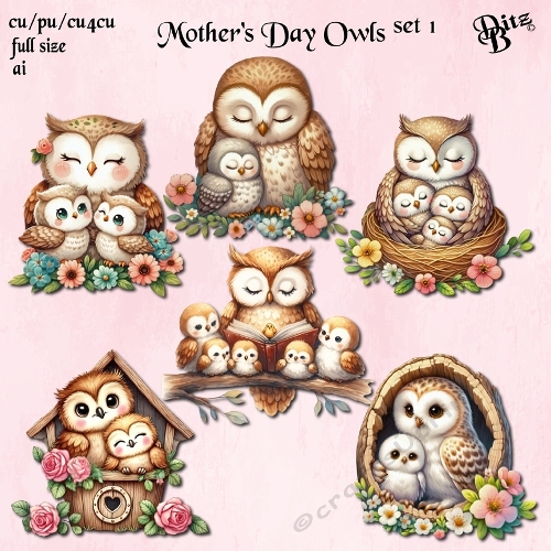 Mothers Day Owls Set 1