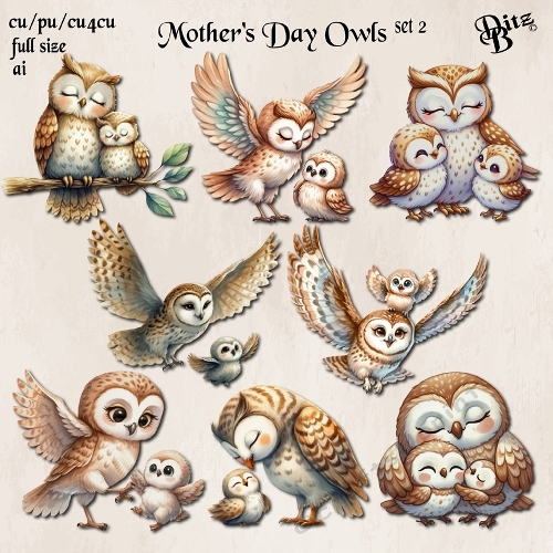 Mothers Day Owls Set 2
