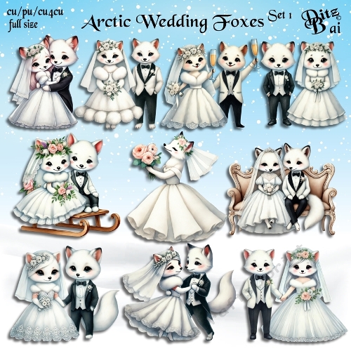 Arctic Wedding Foxes Set 1
