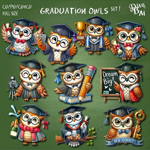 Graduation Owls Set 1