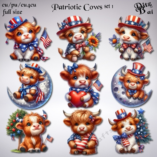 Patriotic Cows Set 1
