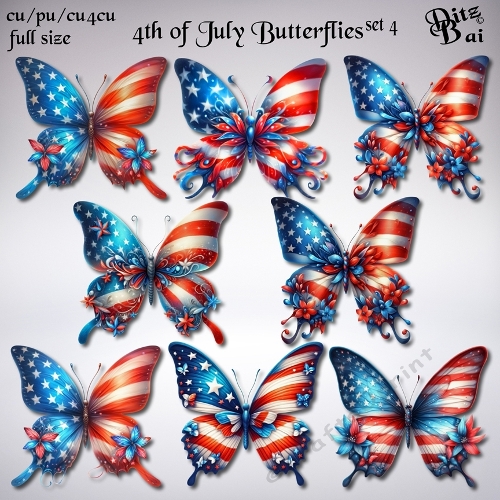 4thof July Butterflies Set 4