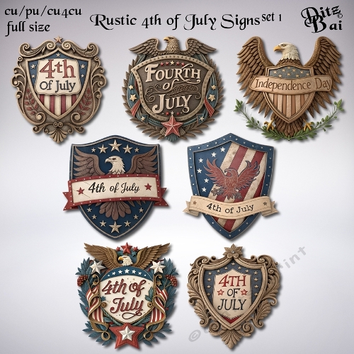 Rustic 4th of July Signs Set 1