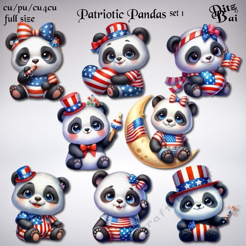 Patriotic Pandas Set 1