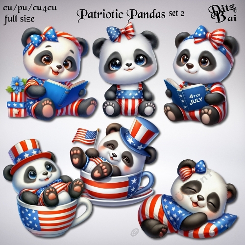 Patriotic Pandas Set 2