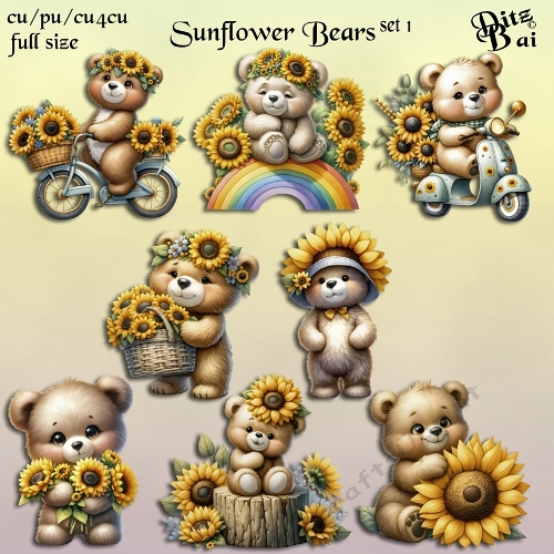Sunflower Bears Set 1