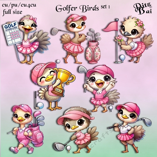 Golfer Birds Set 1