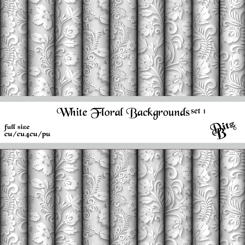 White Floral Backgrounds Set 1