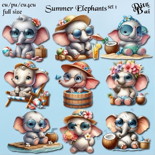 Summer Elephants Set 1