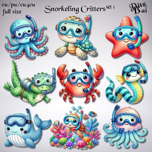 Snorkeling Critters Set 1