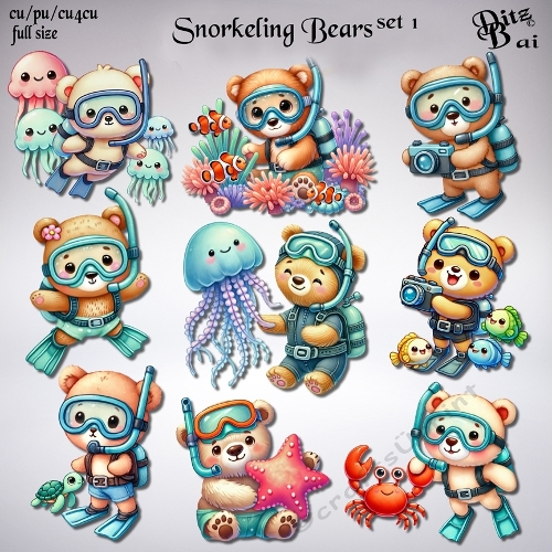 Snorkeling Bears Set 1