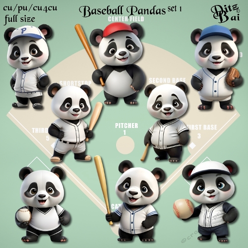 Baseball Pandas Set 1
