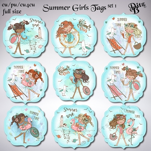 Summer Girls Tags Set 1