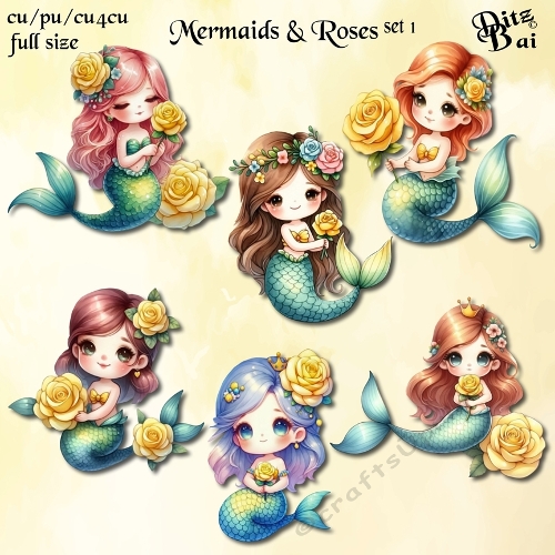 Mermaids & Roses Set 1