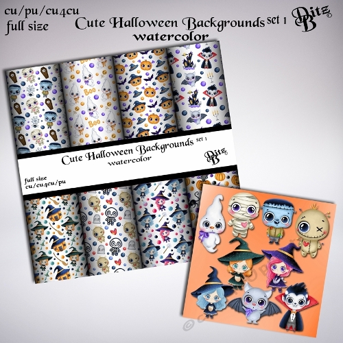Cute Halloween Backgrounds Set 1