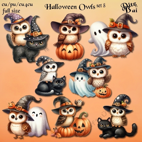 Halloween Owls Set 8