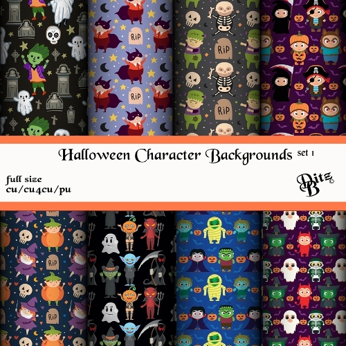 Halloween Character Backgrounds Set 1