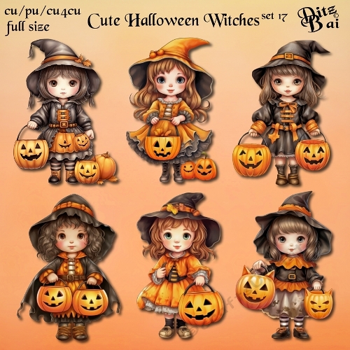 Cute Halloween Witches Set 17