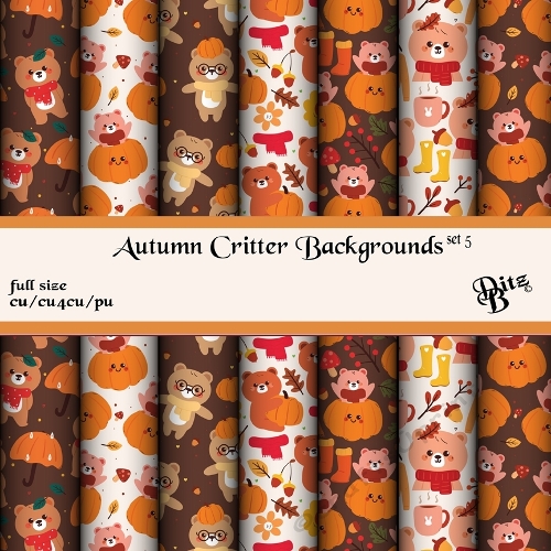 Autumn Critter Backgrounds Set 5
