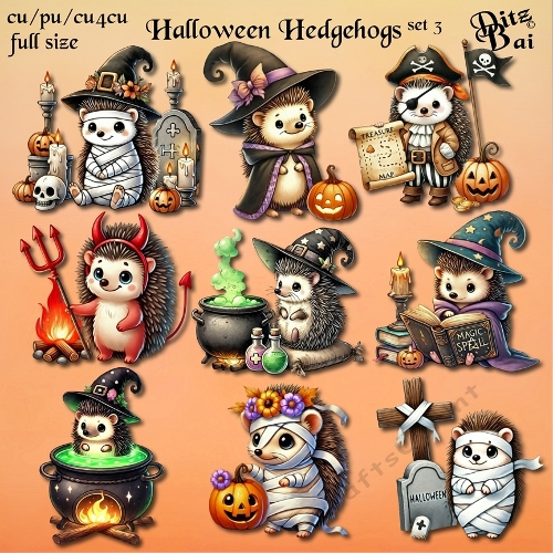 Halloween Hedgehogs Set 3