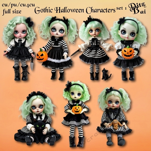Gothic Halloween Characters Set 1
