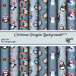 Christmas Penguin Backgrounds Set 6